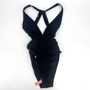 Cupshe One Piece with Cutouts and Crossback Details Black Size Medium NWT